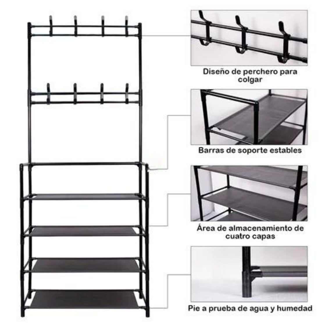 (PROMOCIÓN DE CUMPLEAÑOS) ORGANIZADOR DE ZAPATOS + PERCHERO 5 NIVELES