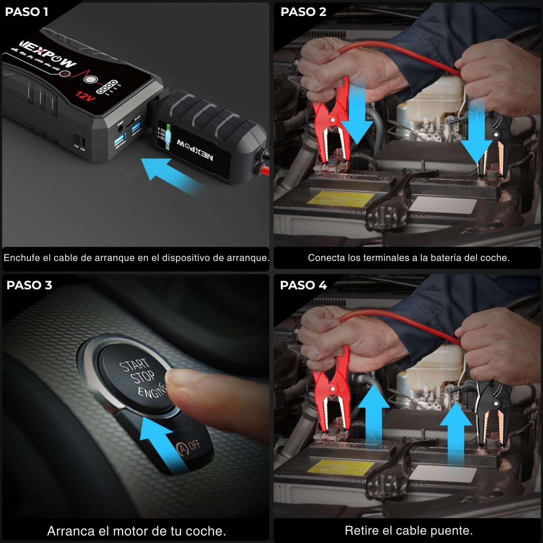 (PROMOCIÓN DE ANIVERSARIO) Arrancador de Coches NexPower | Carga Rápida | Pinzas Inteligentes | Linterna 🎁