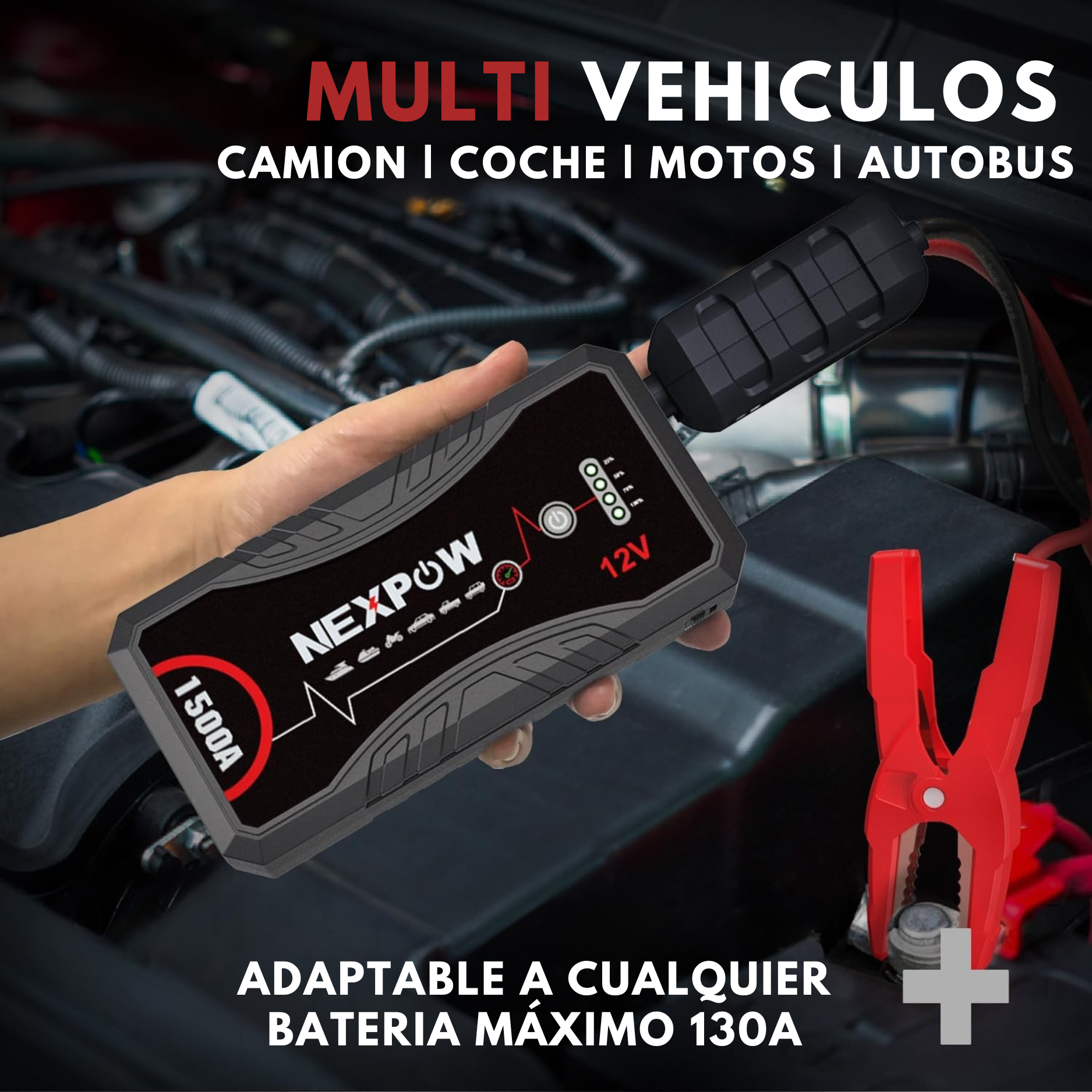 (PROMOCIÓN DE ANIVERSARIO) Arrancador de Coches NexPower | Carga Rápida | Pinzas Inteligentes | Linterna 🎁
