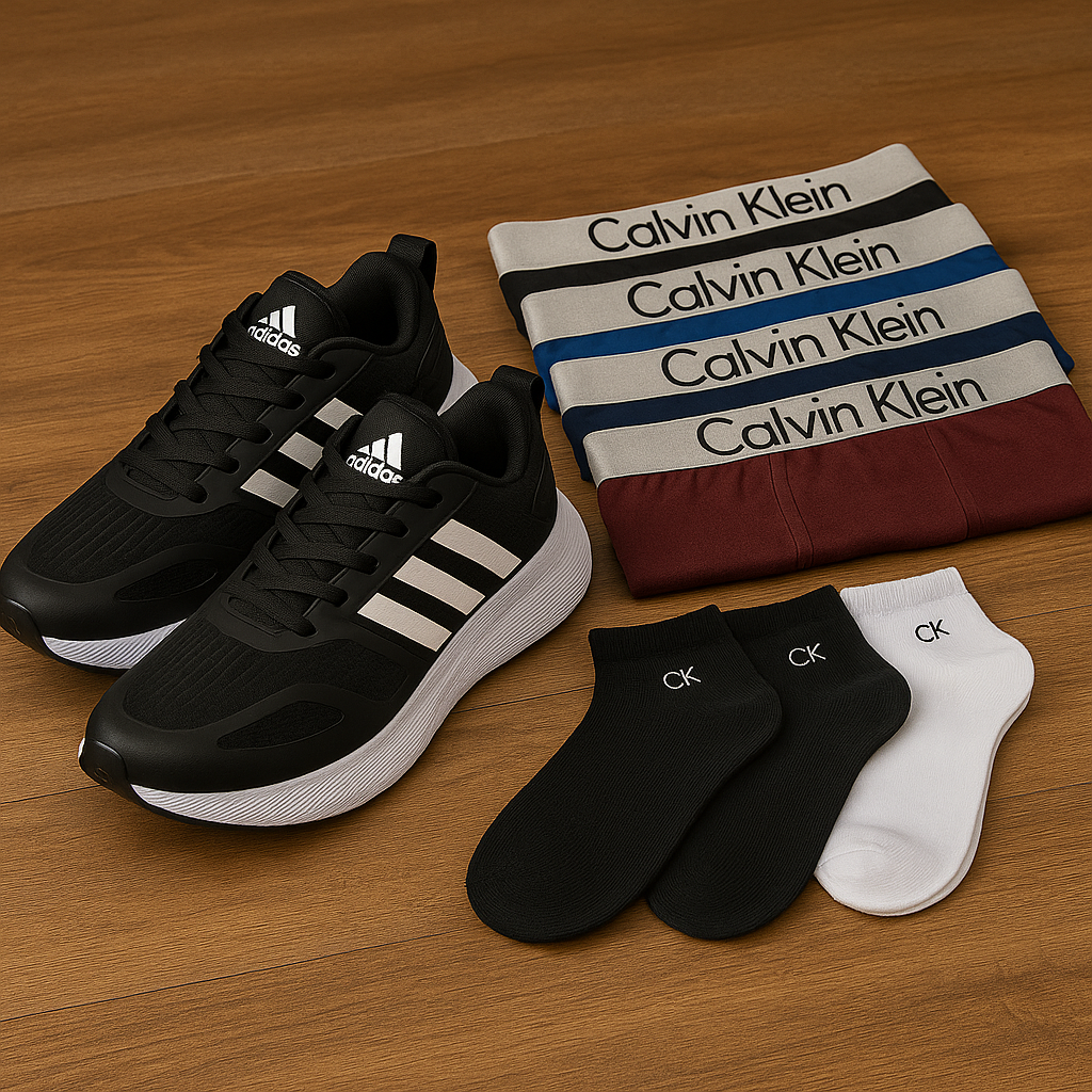 KIT TENIS UNISEX AD FUERZA + 6 CALZONCILLOS BÓXER CK + 6 PARES DE MEDIAS 🎁