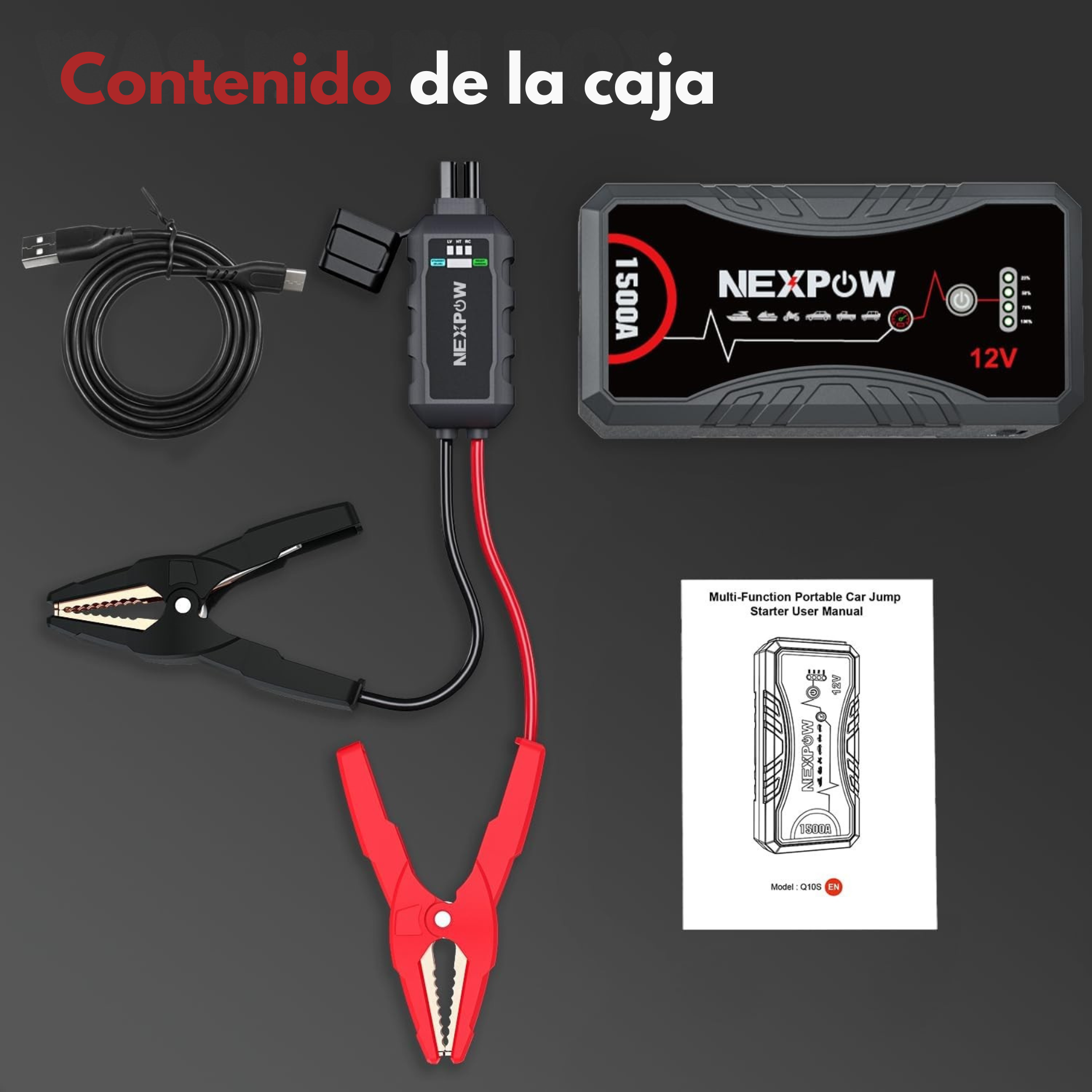 (PROMOCIÓN DE DÍA DE LA MADRE) Arrancador de Coches NexPower | Carga Rápida | Pinzas Inteligentes | Linterna 🎁
