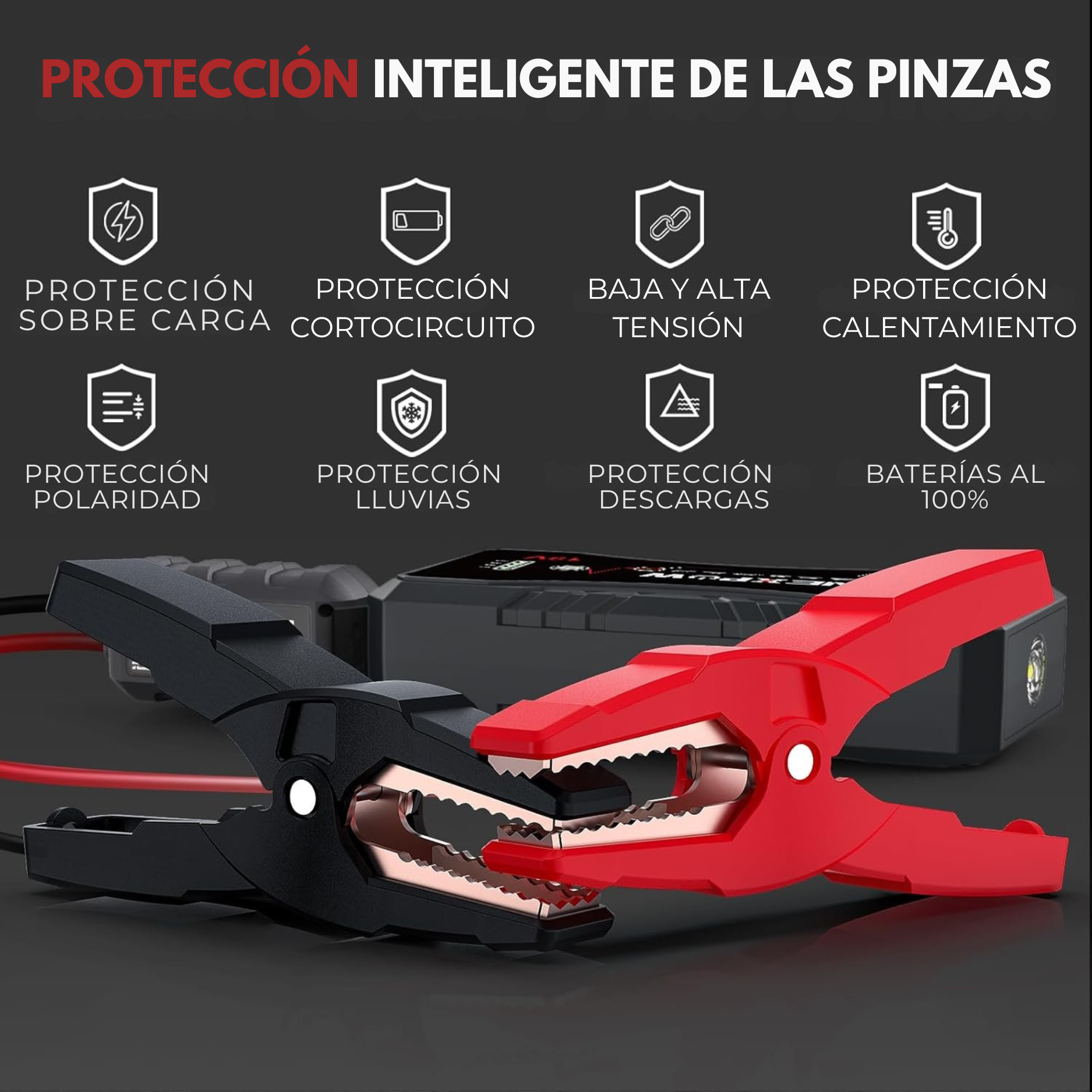 (PROMOCIÓN DE DÍA DE LA MADRE) Arrancador de Coches NexPower | Carga Rápida | Pinzas Inteligentes | Linterna 🎁