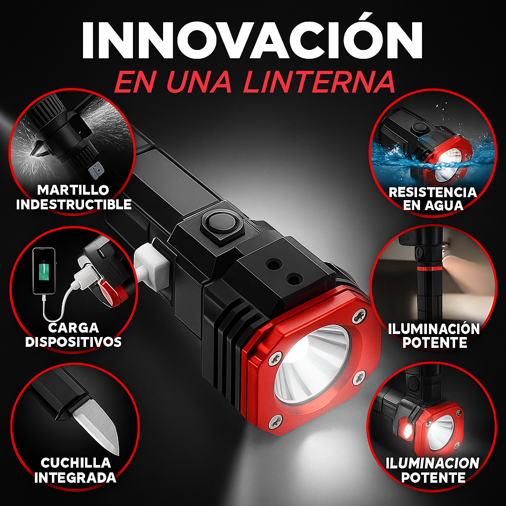 [COMPRA 1 Y LLEVA 2] Linterna Táctica Súper Potente 6 en 1 🎁