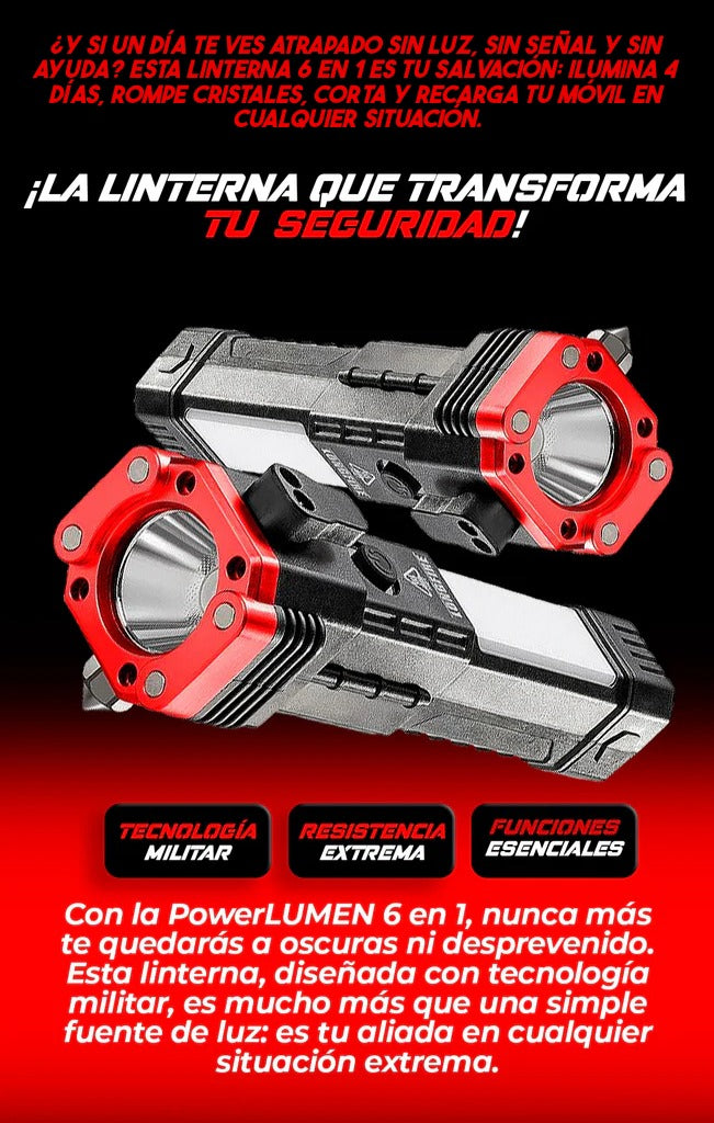 [COMPRA 1 Y LLEVA 2] Linterna Táctica Súper Potente 6 en 1 🎁